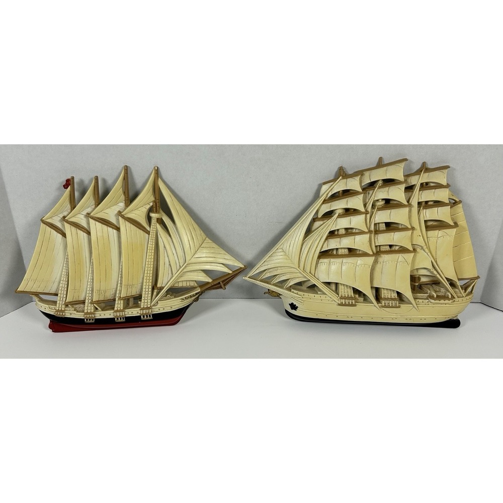 VTG Nautical Clipper Ships Sailboats Hanging Wall Decor Burwood Products USA